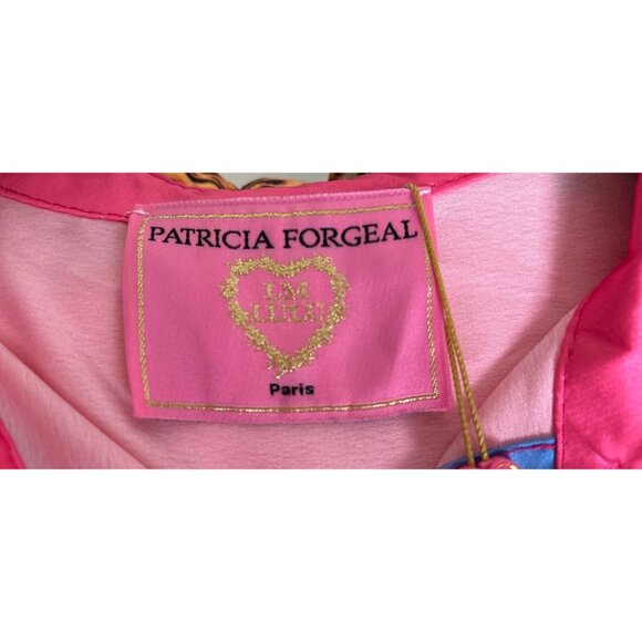 Patricia Forgeal LM Lulu Pink Button-Up Shirt With Jungle Safari Print Leopard & - Picture 8 of 11